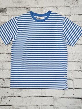 Minimum Blue White Striped Crewneck T Shirt Organic Cotton Size M